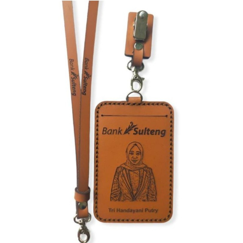 

( BIG SALLE ) ID Card Holder Kulit Asli Sapi - Name Tag Holder Kulit Custom - Id Card Holder Termurah