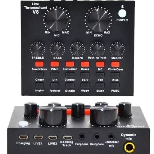 Diskon Promo Soundcard V8 Bluetooth Audio Mixer USB External Broadcast ➘✣✰