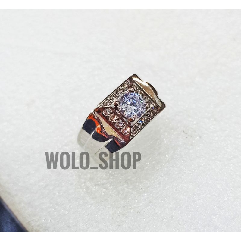 Cincin Titanium Pria Permata Diamond Super Mewah