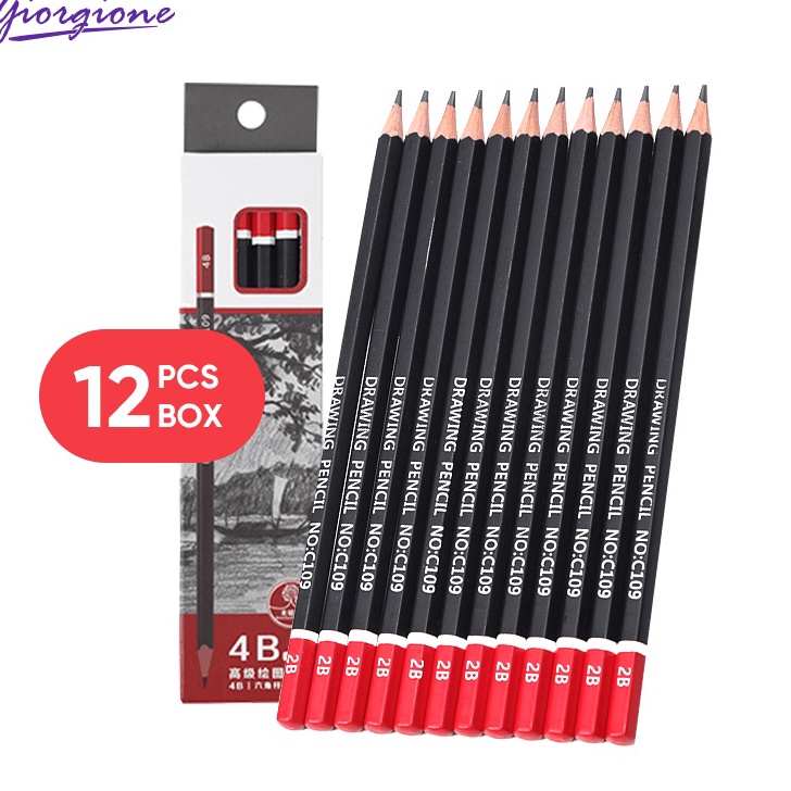 

Best Terlaris Giorgione Pensil Sketsa HB/2B/4B/6B/8B/10B 12pcs/Box QL
