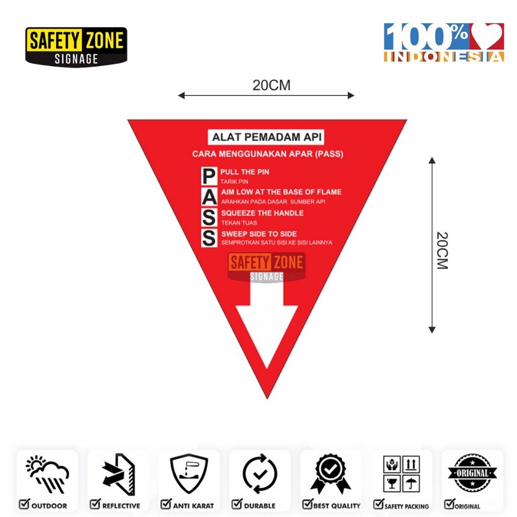 Sign Akrilik Alat Pemadam Api (Cara Menggunakan Apar PASS) 20cm x 20cm