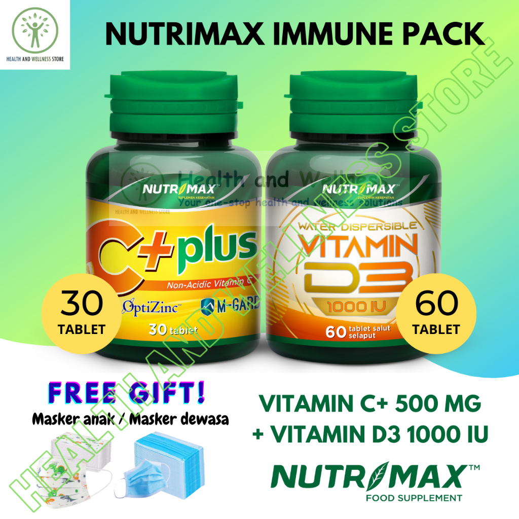 PAKET NUTRIMAX PROTEKSI IMUN VITAMIN C PLUS 30 TABLET D3 1000 IU