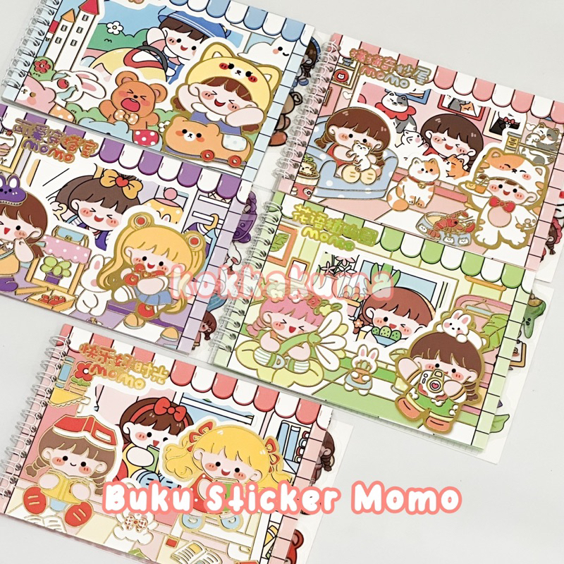 

( KKM ) NONO MOMO Buku Stiker dan Notes Karakter Cewek Lucu Anak Perempuan Jilid Ring Bahan PET Sticker Waterproof Anti Air