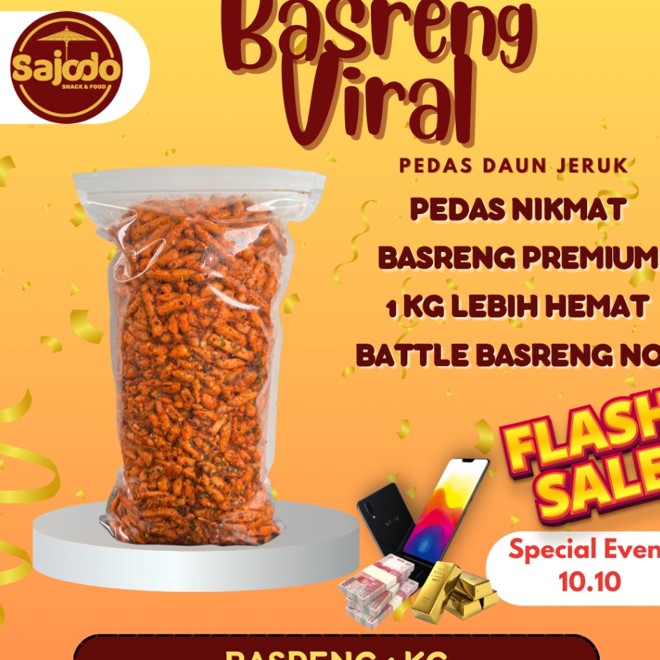 

[KODE PRODUK 0GAMQ8589] [FLASH SALE] Basreng Pedas Daun Jeruk Sajodo Snack - 1kg