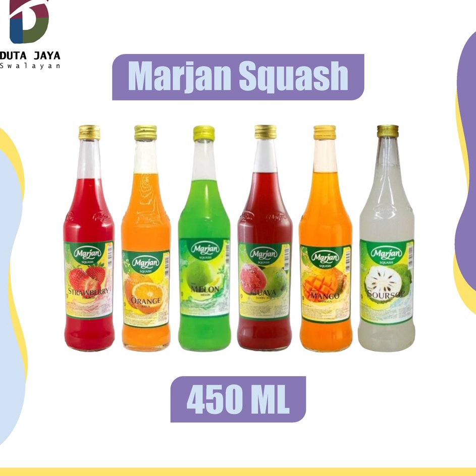 

[KODE PRODUK WS8ZG6386] Sirup Marjan Squash Syrup Cocoandan, Strawberry, Orange, Melon, Jabu Biji, Mango, Sirsak 450 ML