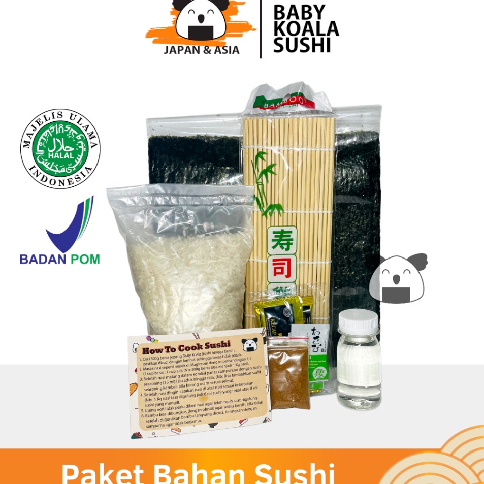 

Diskon PAKET BAHAN SUSHI LENGKAP 10 Porsi Halal │ Beras Japonica, Nori, Bambu Mat, Shoyu, Sushi Seasoning Super Promo