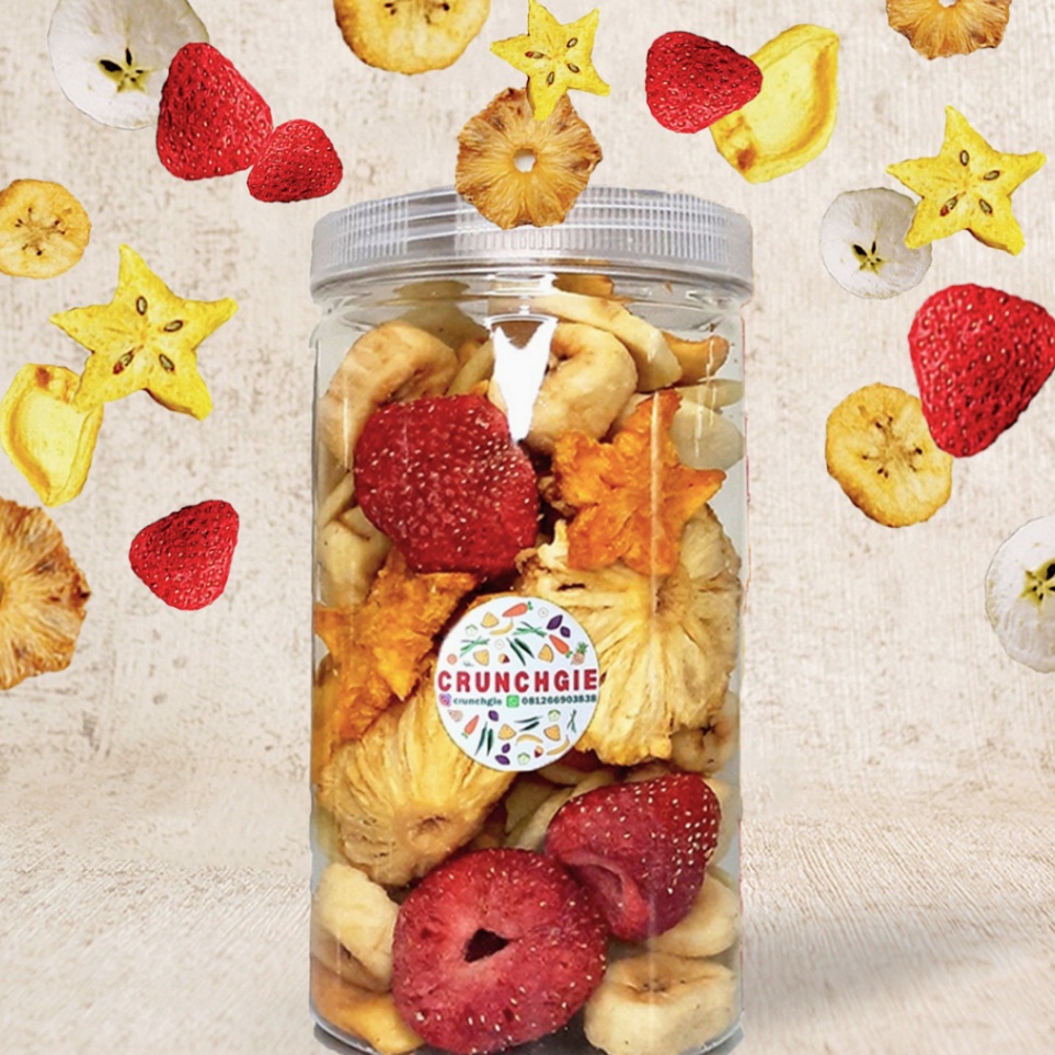 

Ready Stock 1L Keripik Mix Toples Snack Diet Sayur Buah Crunchgie Best