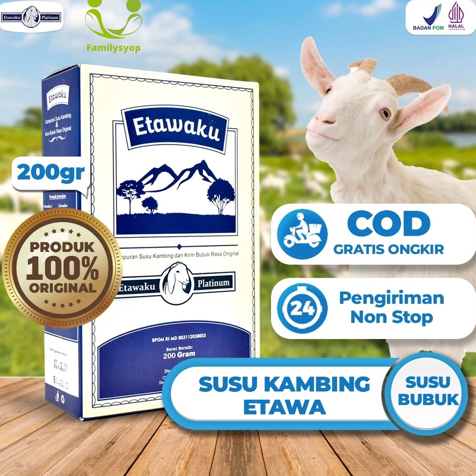 

R3@dy Stok Etawaku Platinum || Susu Kambing Segar Etawa Provit Bubuk Krimer Nabati Atasi Masalah Pernafasan Asma Bronkitis Sesek Napas Sesak Nafas Tingkatkan Imunitas Daya Tahan Tubuh Isi 200gr [236]