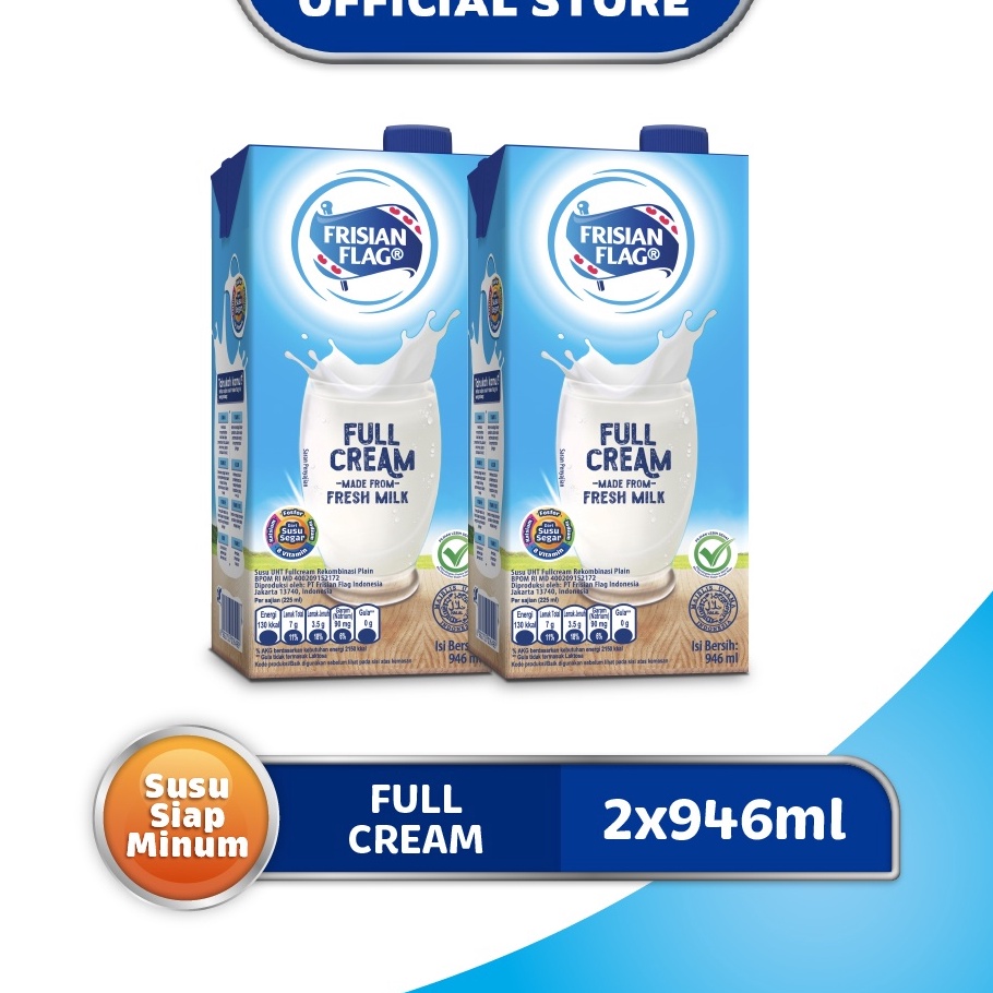 

❁Kirim Langsung→ Frisian Flag Susu UHT Full Cream 2 x 946 mL J62 ✹