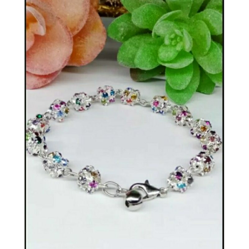 gelang bola bola disco lapis emas putih bonus anting dan gelang mutiara