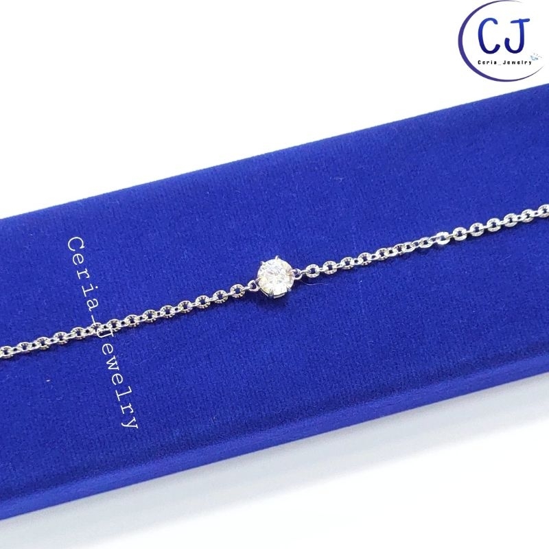 Gelang Perak Asli Silver Wanita 925 Lapis Emas Putih Model Rantai NoriiUkir Variasi Permata Desi / Gelang Nagita - Perhiasan Perak