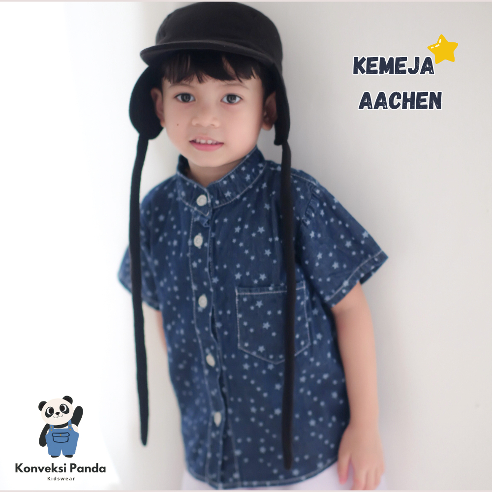 Kemeja Anak Jeans Printing Aachen 1-4 Tahun