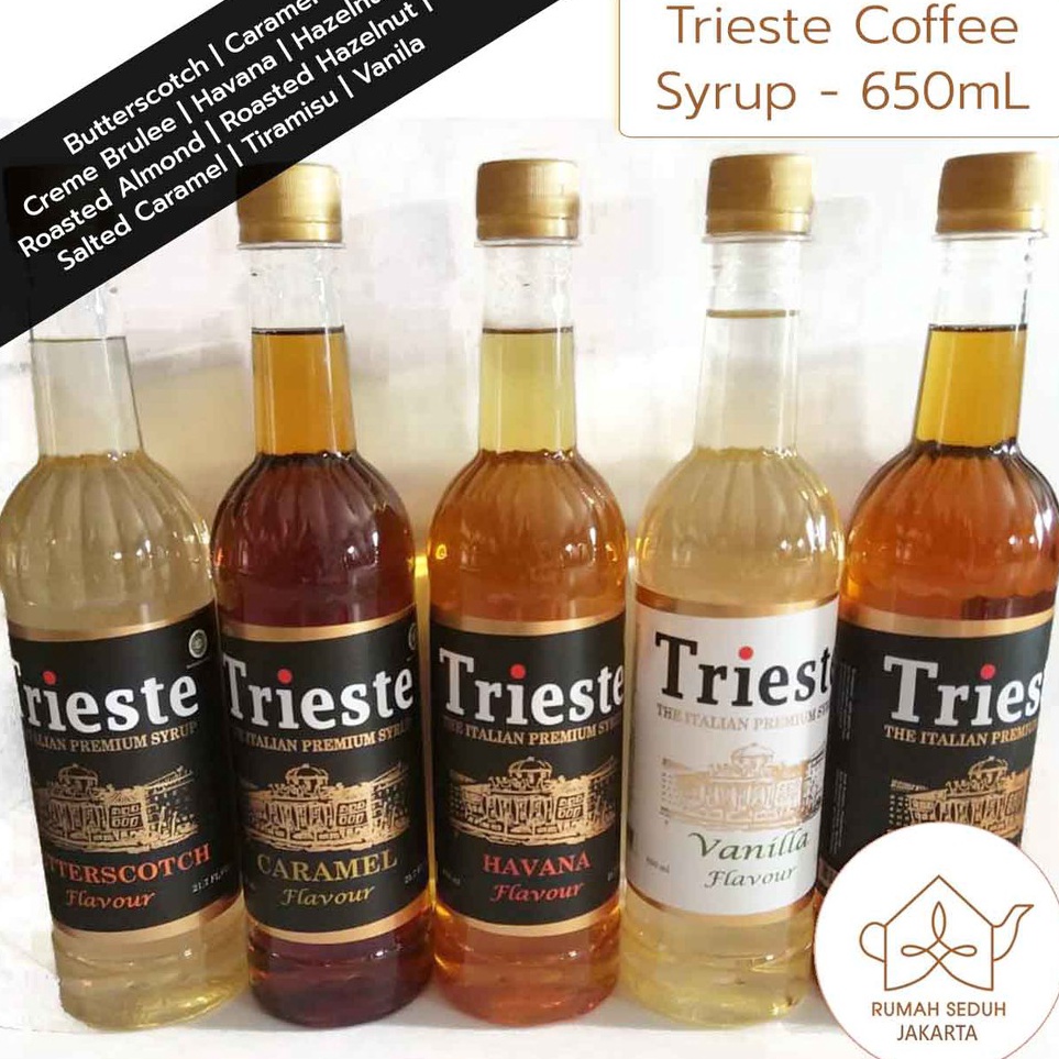 

[KODE PRODUK TRQRH7981] Trieste Italian Syrup 650 mL - Coffee Syrup : Caramel, Vanila, Rum, Hazelnut, Irish Cream, Almond