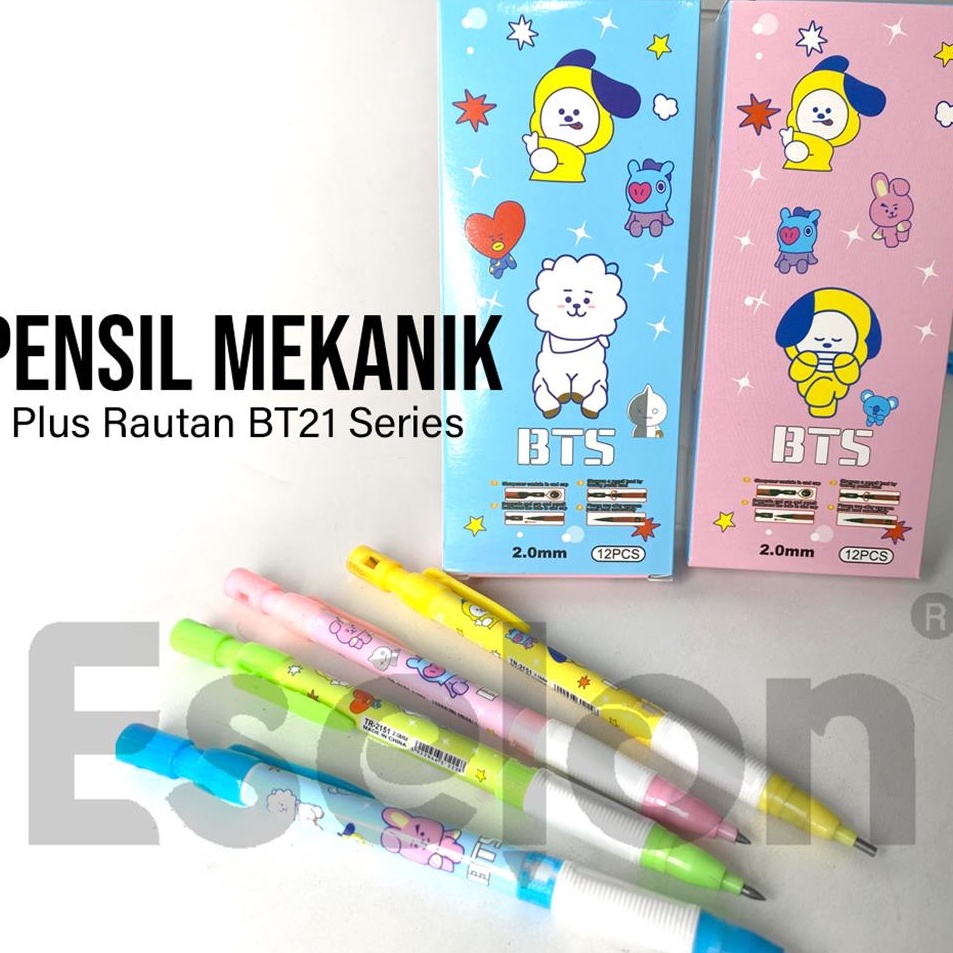 

[KODE PRODUK I0JOT8565] 12pcs Pensil Mekanik 2.0mm BT21 / pensil mekanik TR-2151