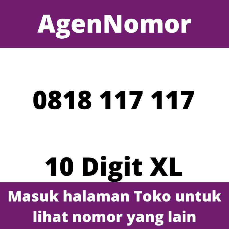 Kartu perdana XL axiata hutchison nomor cantik 10 digit 0818 117 117 isi ulang pra bayar