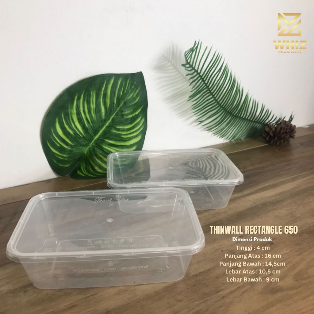 Thinwall 650 ml Kotak Makan Box Plastik Salad Food Container Box 25pcs