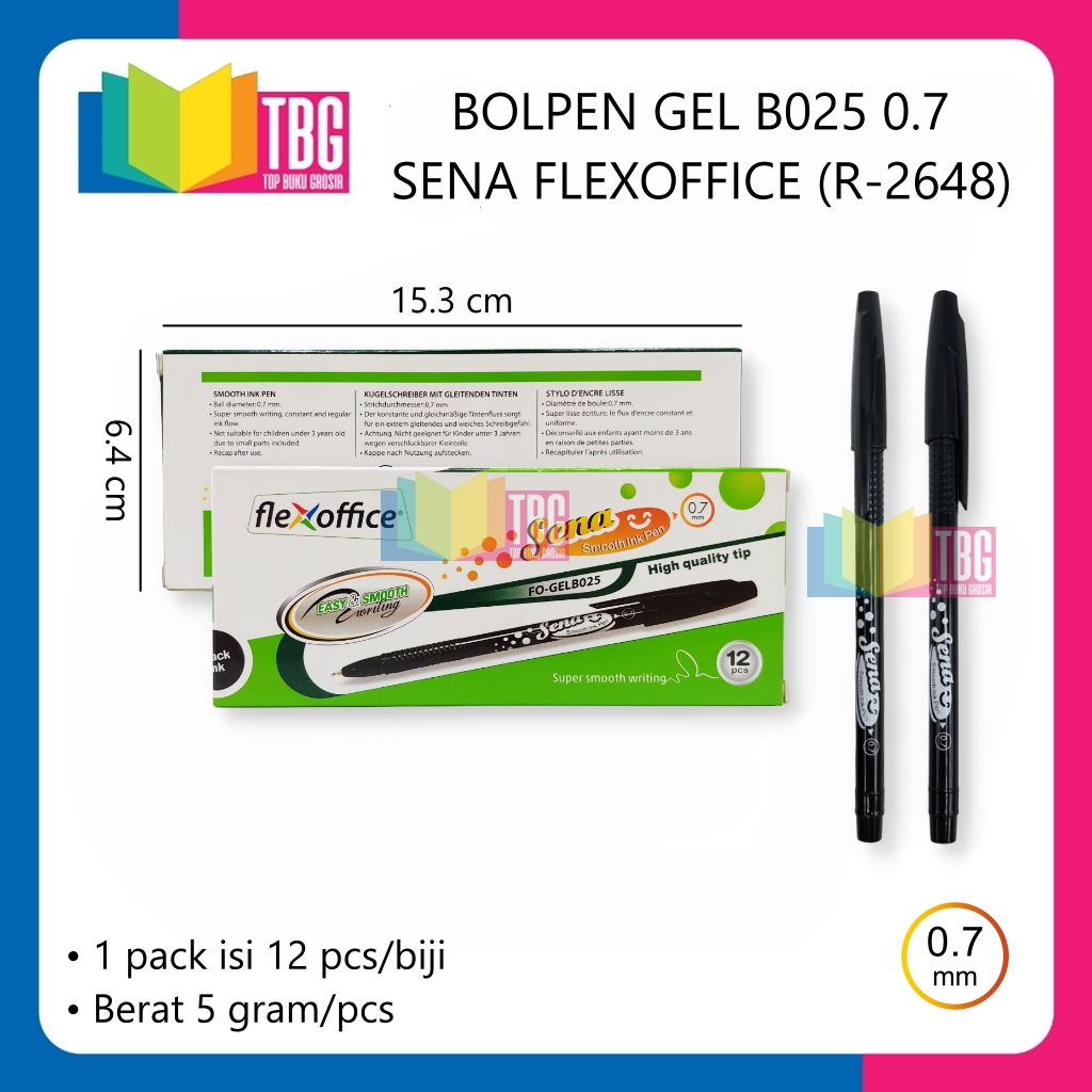 

1 PCS BALLPOINT GEL B025 0.7 SENA FLEXOFFICE / PULPEN GEL HITAM / BOLPEN 0.7MM / PULPEN MURAH (R-2648)