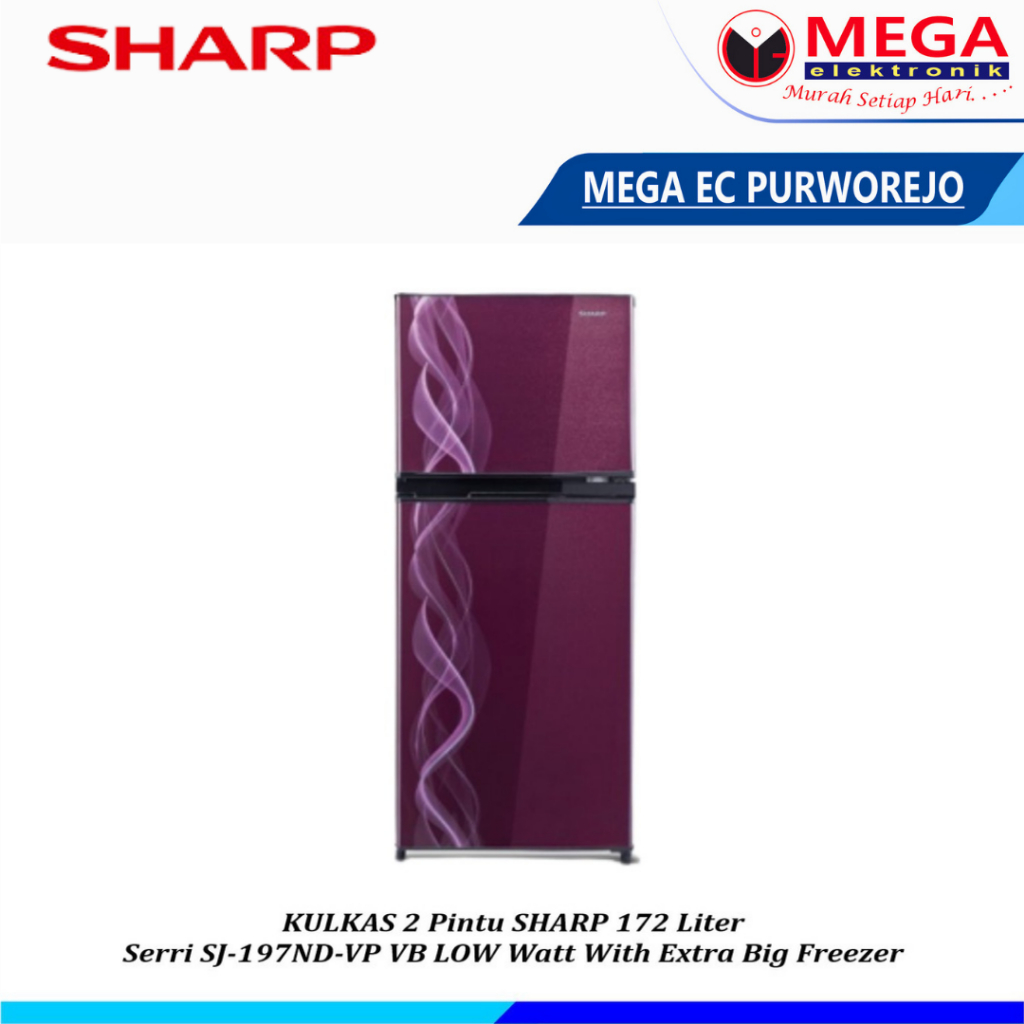 LEMARI ES SHARP 2 PINTU  SJ-197ND VB/VP / SJ 197 ND / SJ197ND