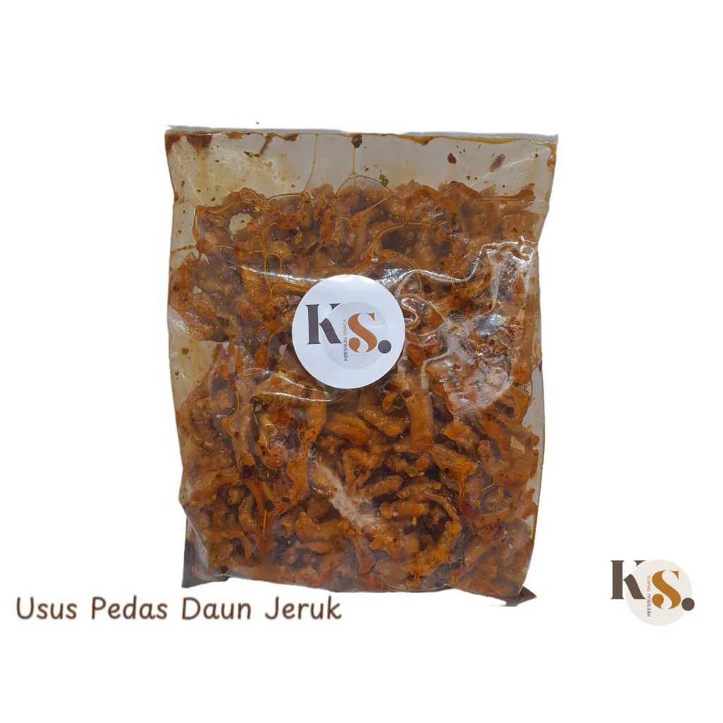 

Snack Kering Usus Crispy Pedas Daun Jeruk Kemasan 200gr