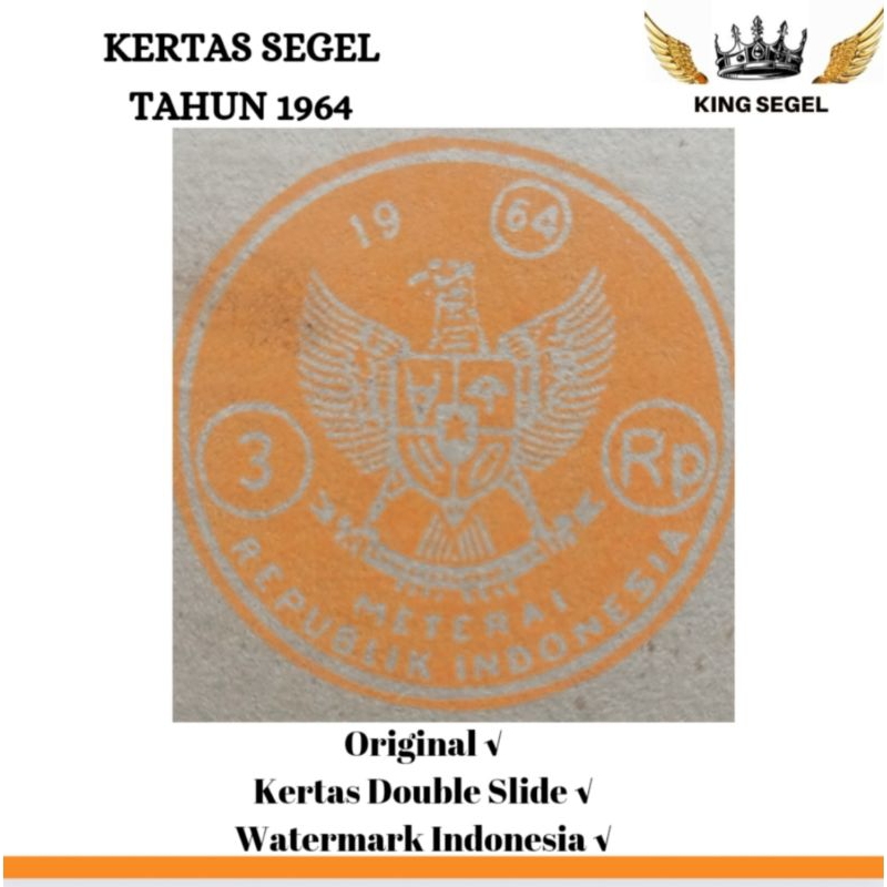 

Kertas Segel Tahun 1964 Double Asli (Beli 2 Gratis 1)