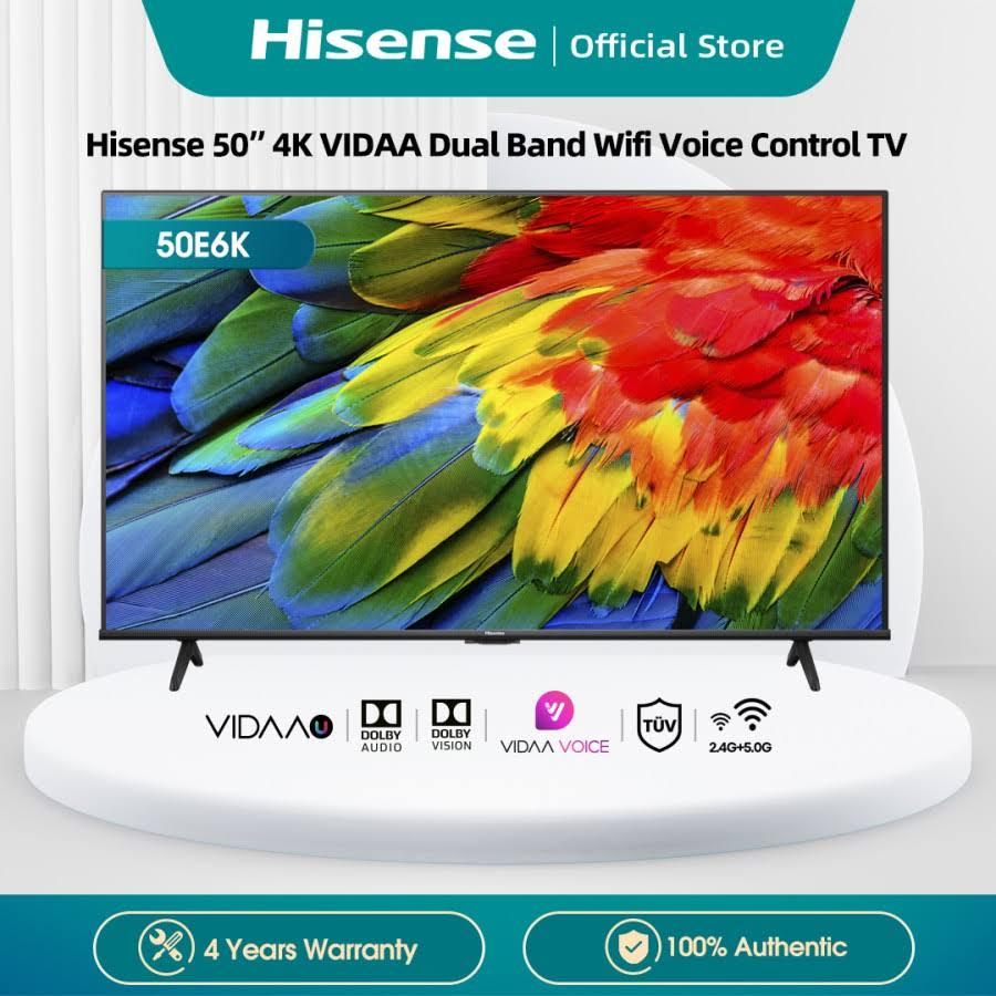 TV HISENSE 50E6K - 50 inch Vidaa Smart 4K UHD TV-Bezelles design-Dual Band Wifi-Dolby Vision& Audio-