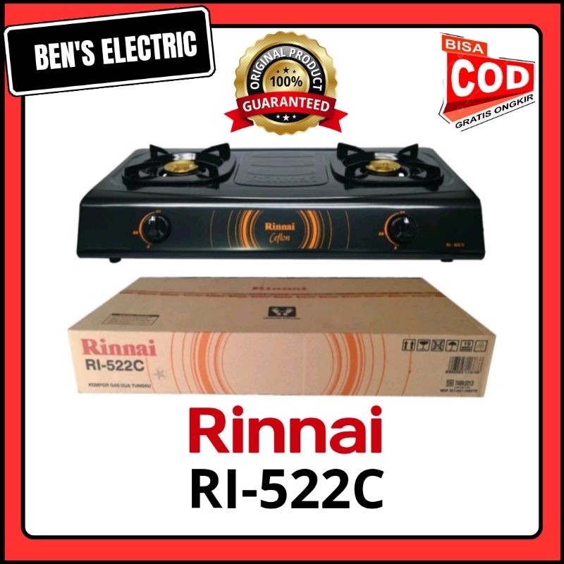 Rinnai kompor gas LPG tekanan rendah 2 tungku type RI 522 C / RI-522C