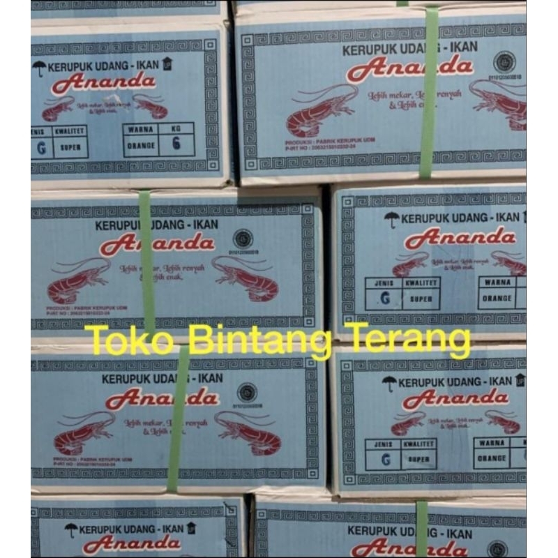 

Kerupuk / Krupuk Udang Ikan Ananda Gondang Besar 1 Dus/Karton/Bal 6 kg