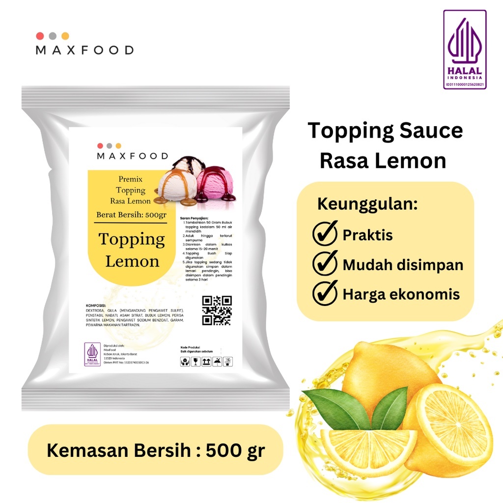 

500 gr Topping Sauce Lemon / Bubuk Saus Rasa Lemon