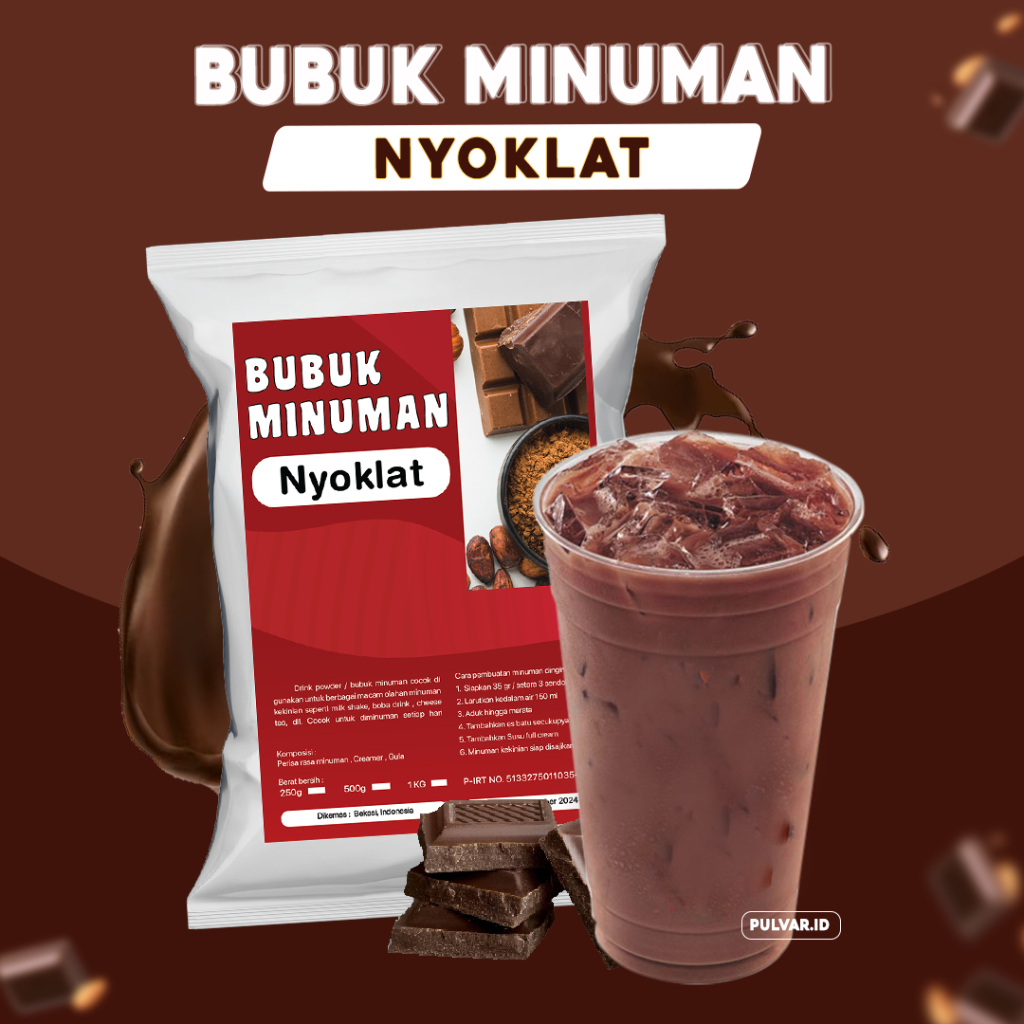 

BUBUK MINUMAN RASA NYOKLAT / SERBUK MINUMAN NYOKLAT / BUBUK MINUMAN BOBA RASA NYOKLAT PREMIUM