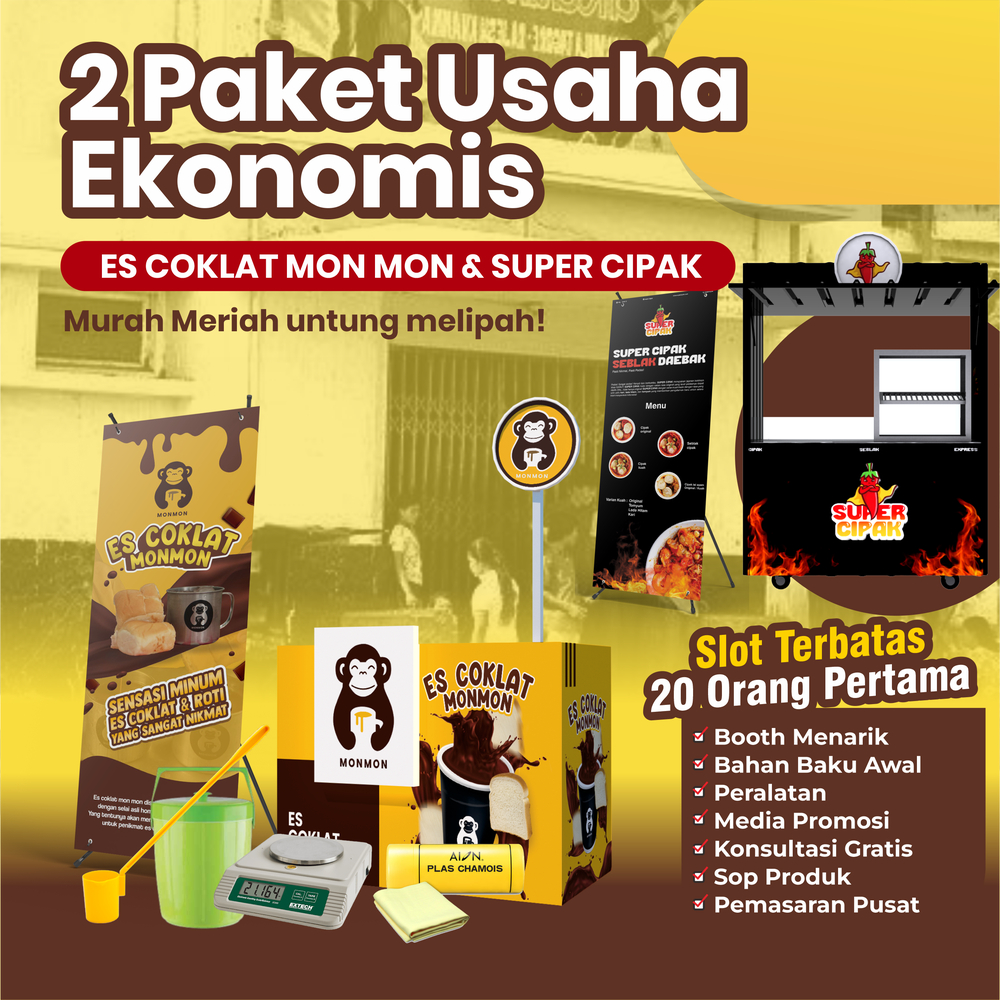 

Paket Usaha Es Coklat Mon-mon & Super Cipak