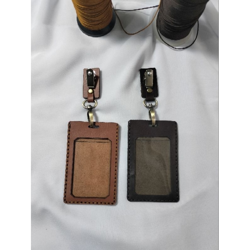 

name tage id card holder model jepitan handmade leather abrissam