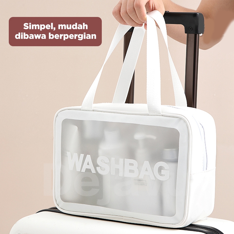 Dejavu Pouch Travel Makeup Anti Air Tas Kosmetik Organizer Traveling Transparan Bag Alat Mandi