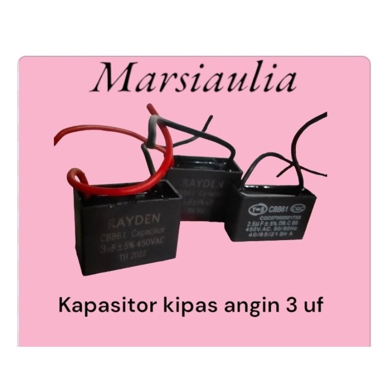 Kapasitor kipas angin 3 uf kabel capasitor fan 3 mikro