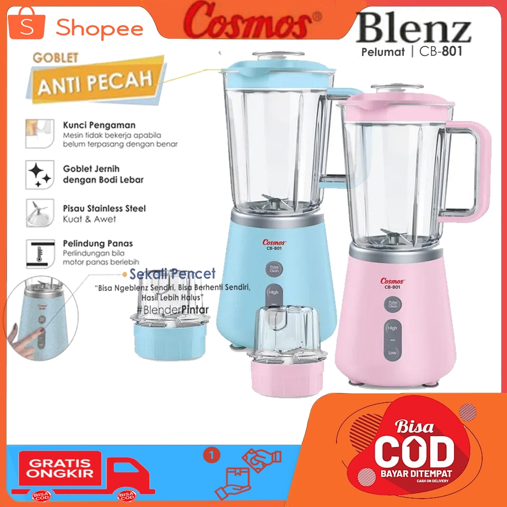 Blender Cosmos Blenz CB 801 BL Berhenti Sendiri Blender Plastik Cosmos CB 801 P