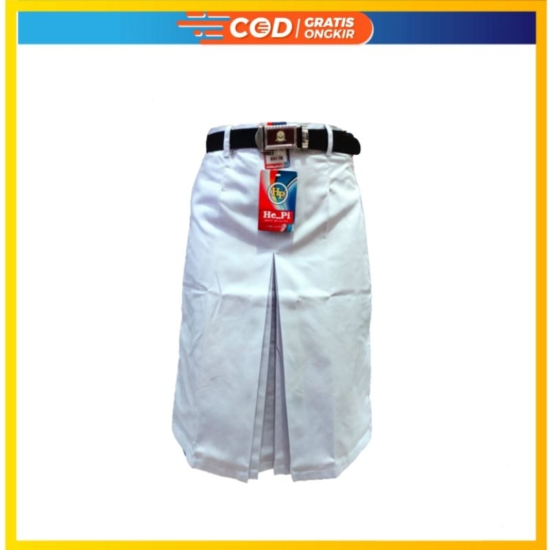 Rok putih SMP/SMA span pendek seragam sekolah