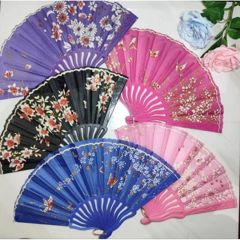 Kipas Lipat Jepang Motif Bunga / Kipas Nari / Kipas Tangan Souvenir Pernikahan