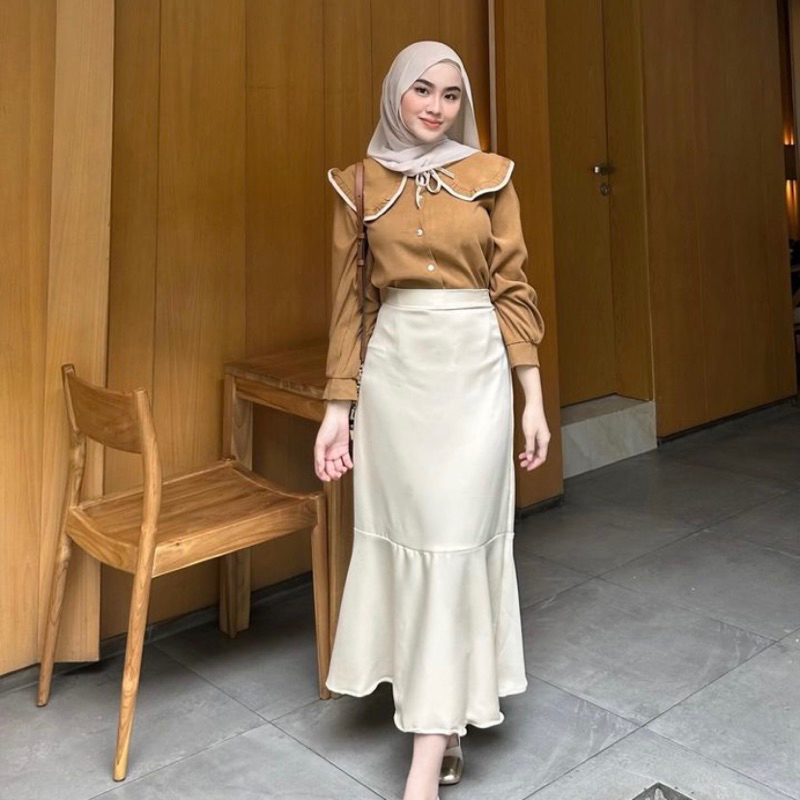 ‼️READY‼️DELLIA MERMAID SKIRT POLOS & MOTIF - ROK DUYUNG SHAKILA - ROK RUFFLE KOREAN - ROK CANDA SUS