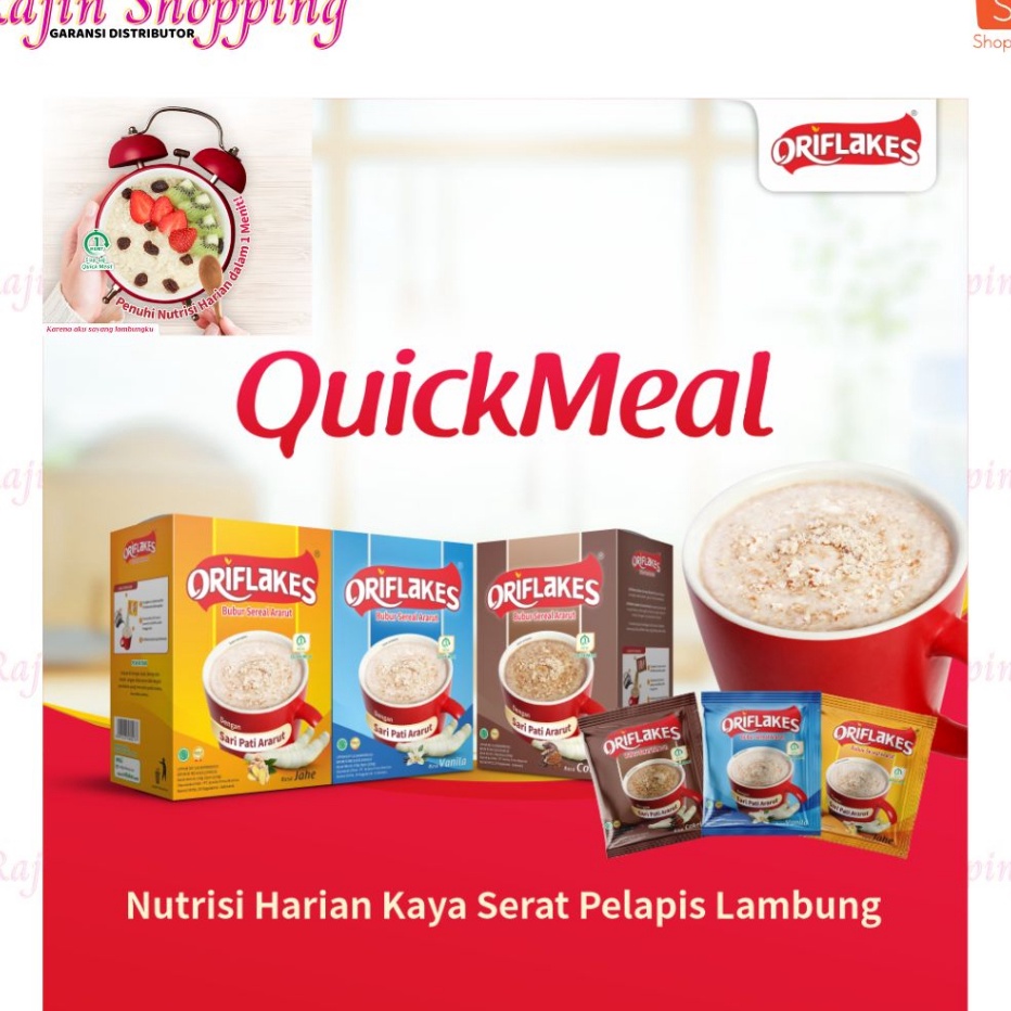 

Bestseller SEREAL SACHET ORIFLAKES QUICKMEAL SEREAL SARAPAN ASAM LAMBUNG MAAG UMBI GARUT SEREAL ARARUT