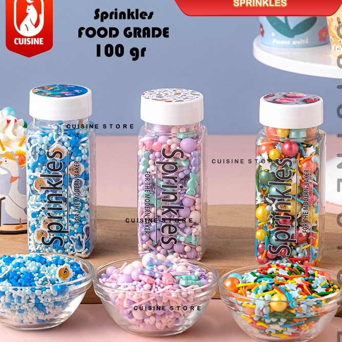 

Model Baru [COD] 100 GR Edible SPRINKLE COLOURFUL / Trimit Gula dekorasi kue Hiasan Cake Birthday Valentine Lebaran Natal Christmas Hampers / CUISINE