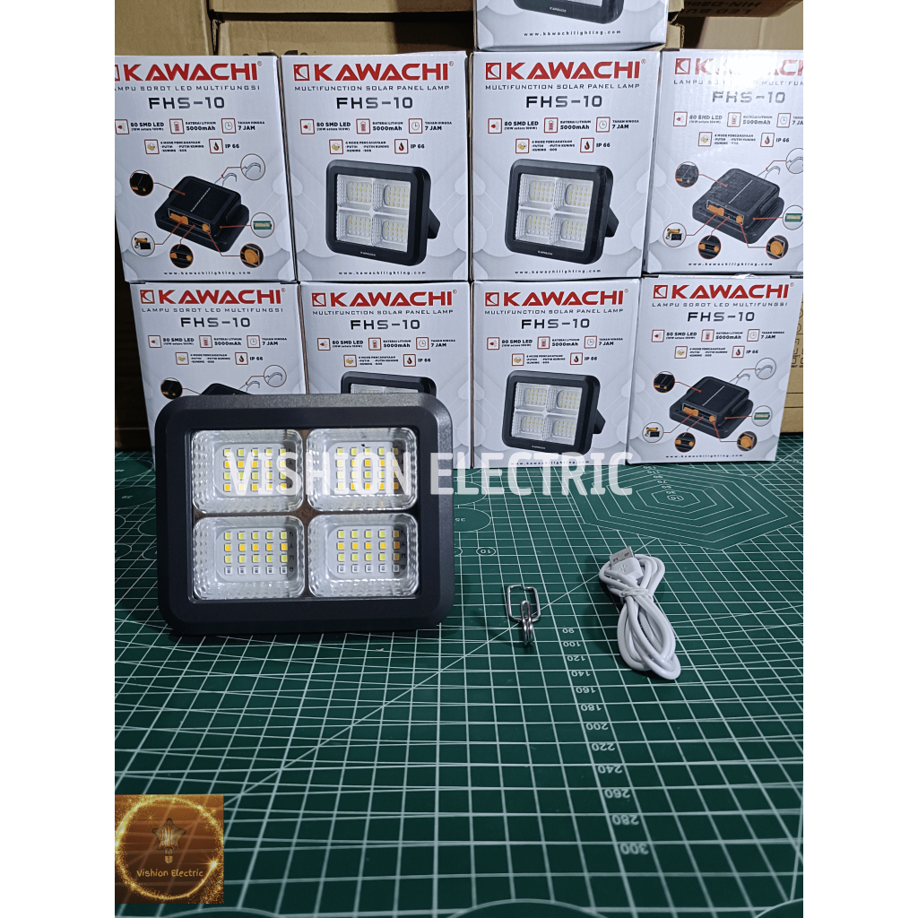 LAMPU EMERGENCY KAWACHI FHS-10 10 WATT IP66 LED SOROT SOLAR PANEL LAMP