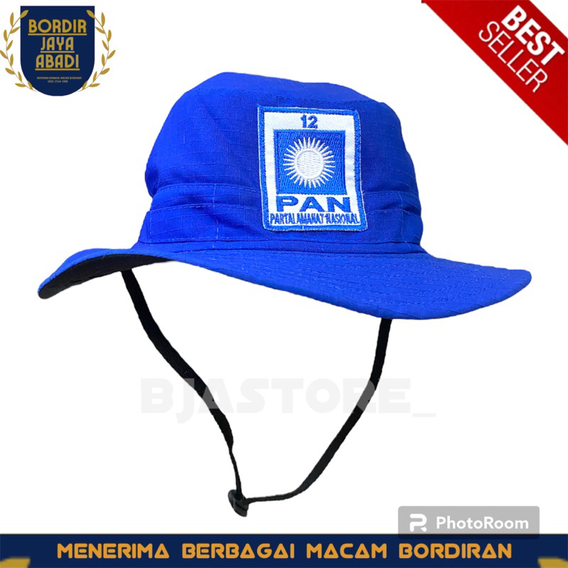 Topi Rimba Partai PAN Model Topi Rimba Bordir Nama