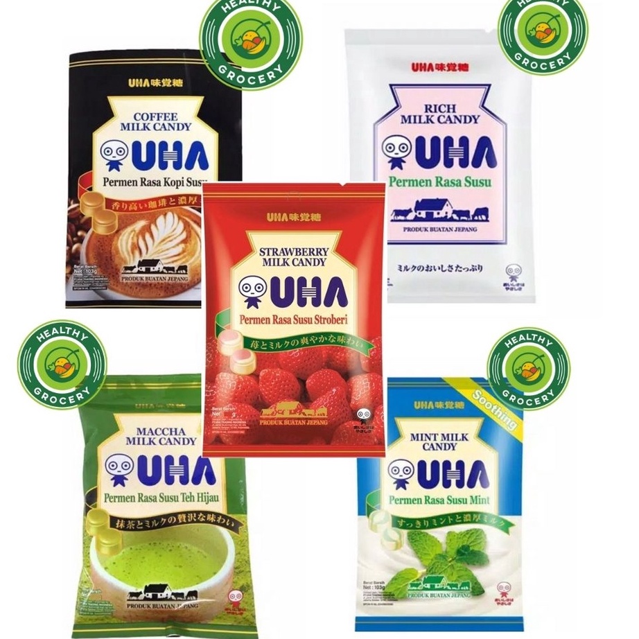 

Ready Uha Milk Candy Coffee / Mint / Matcha 103gr Permen Susu Rasa Coffee / Mint / Matcha / Strawberry