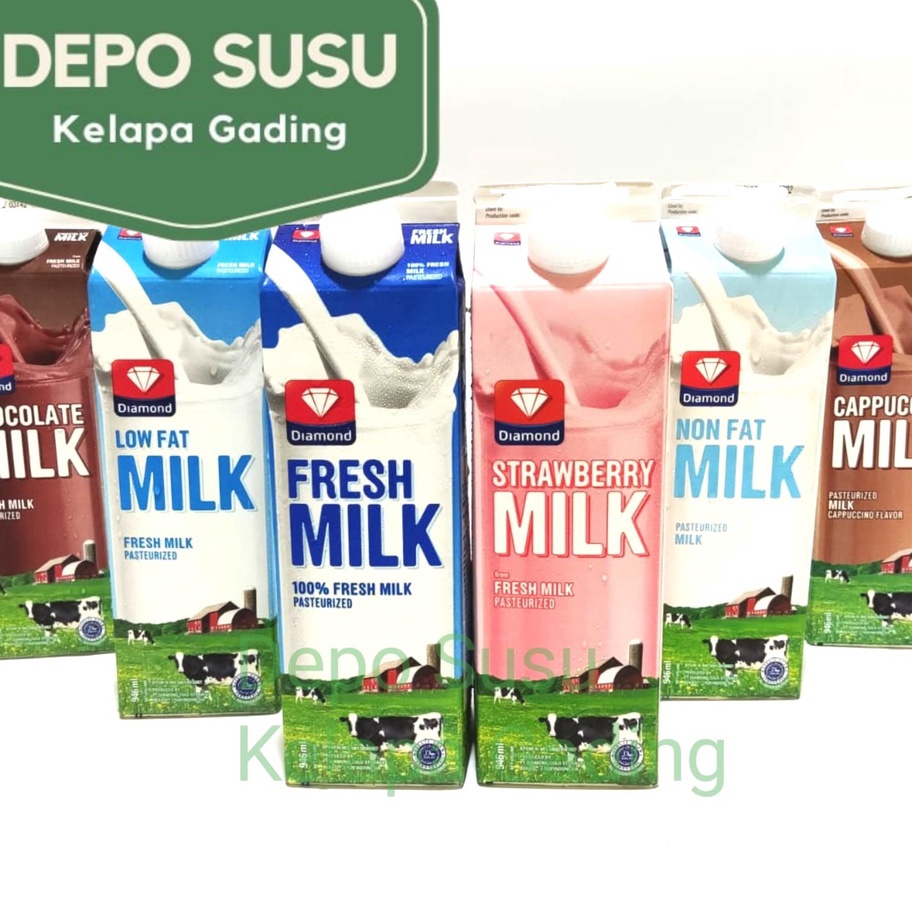 

Laris Susu Diamond 1 Litter Rasa Coklat / Strawberry / Skim / Cappucino | Susu Segar Fresh Milk 1lt