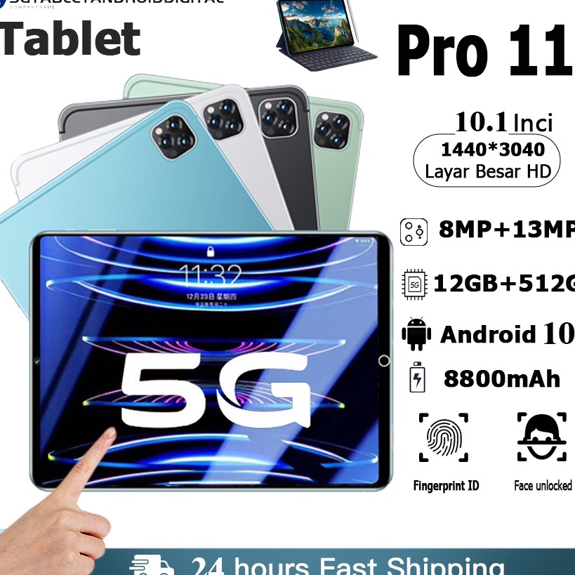 Buruan Beli 【Biss COD】Tablet Murah 5G Baru Galaxy Pro11 Tab 10.1 inch 12GB+512GB Tablet baru Tablet Pembelajaran Tablet Android laris manis SIM WIFI Tablet PC Asli Baru Terbaru