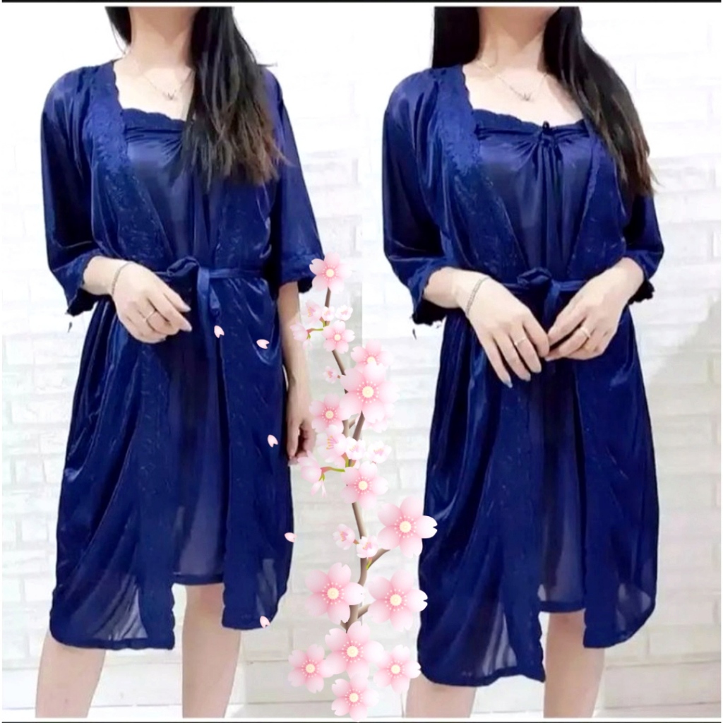 HOT DEALS Baju Tidur Wanita Lingerie Sexi Kimono Tricot Satin Import