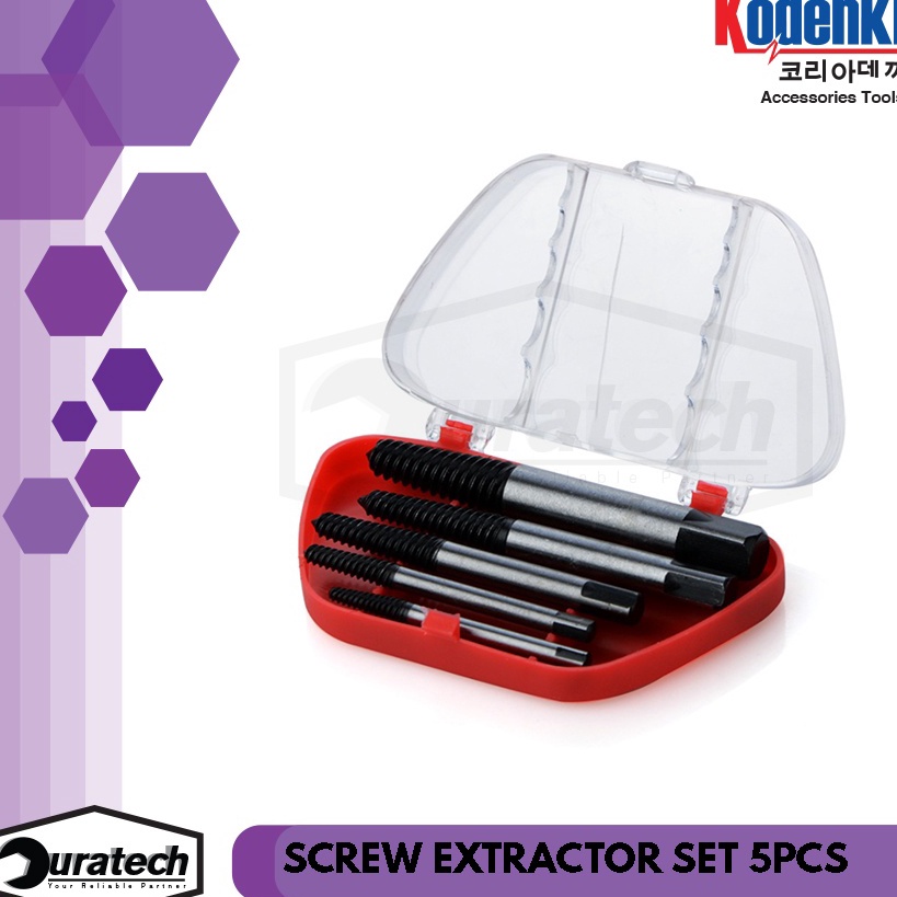 Big Sale Tap balik screw extractor set 5pcs kodenki - Tap pembuat ulir baut - Screwextractor set 5pc