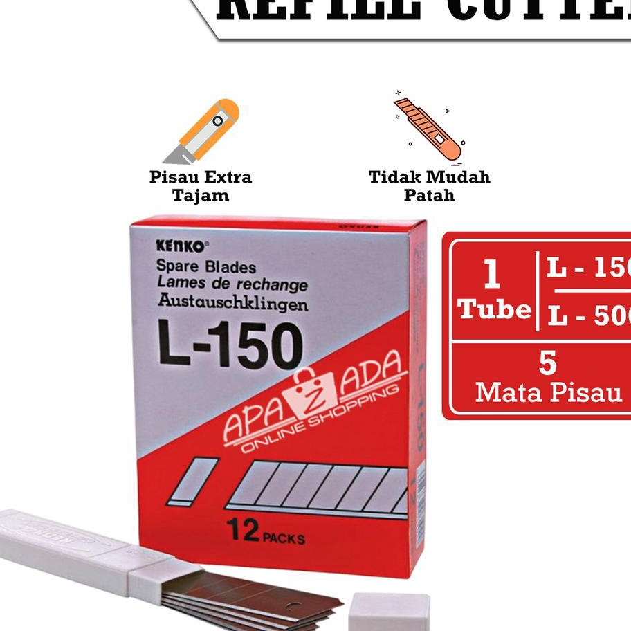 

Ready Stock Apazada - Isi Ulang Pisau Cutter Besar Kenko L-150 [1 Tube - 5 Pcs Pisau] / Refill Cutter Besar ➔➝✺❇