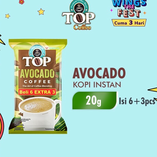 

Bestseller Top Coffee Kopi Instan Avocado 22 gr isi 6 + 3 pcs