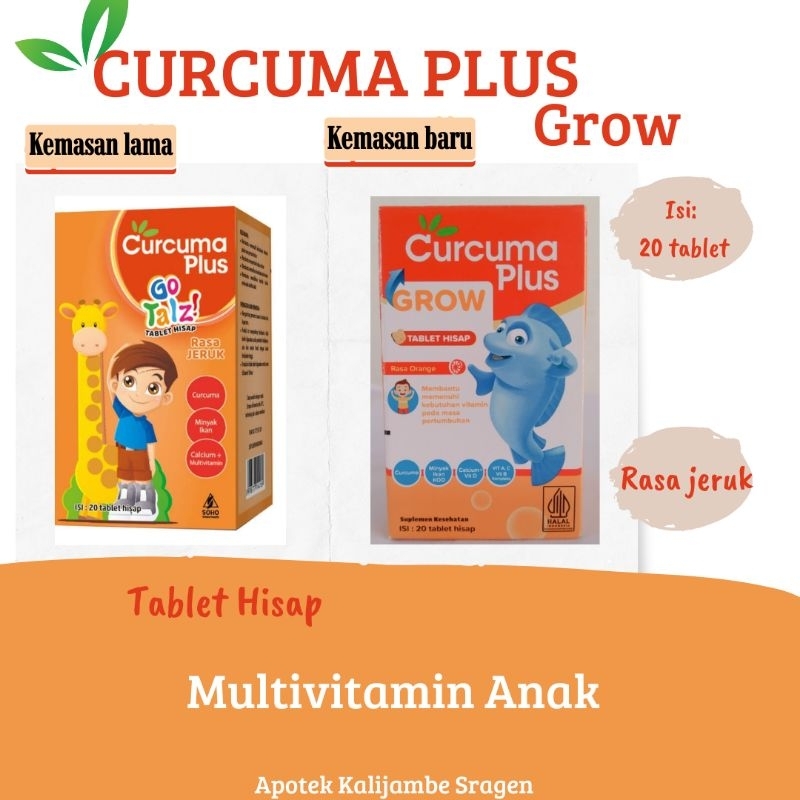 CURCUMA PLUS GROW CURCUMA PLUS GO TALZ TABLET HISAP MULTIVITAMIN ANAK