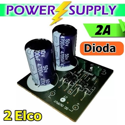 Paket PCB 2 ELCO PSU 4700/50 + Dioda 5A + PCB 4700uF / 50V Power Supply Simetris 5 Amper